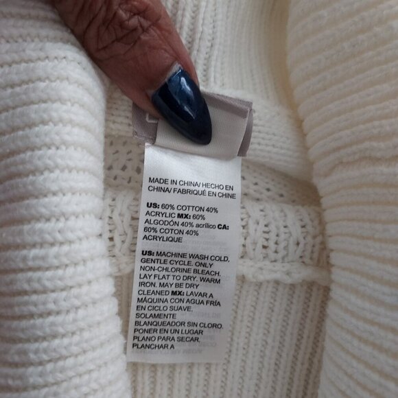 Chico's Turtleneck Cable Knit Ivory Tunic Sweater Size Large - Picture 6 of 9
